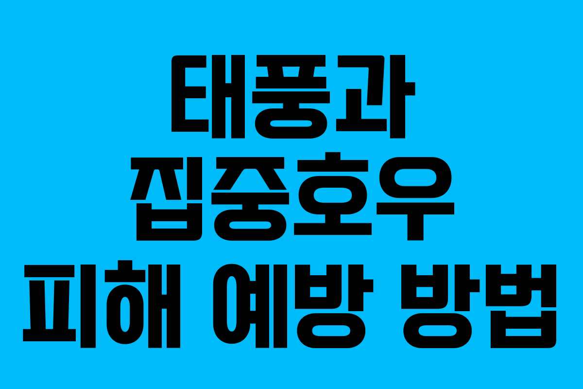 태풍과 집중호우 피해 예방 방법