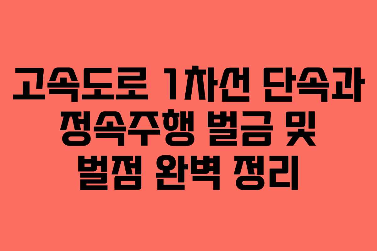 고속도로 1차선 단속과 정속주행 벌금 및 벌점 완벽 정리