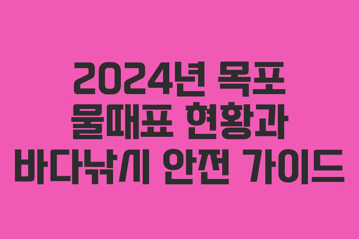 2024년 목포 물때표 현황과 바다낚시 안전 가이드