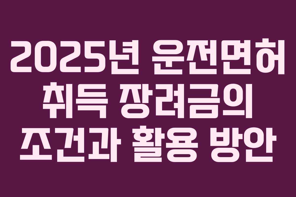 2025년 운전면허 취득 장려금의 조건과 활용 방안