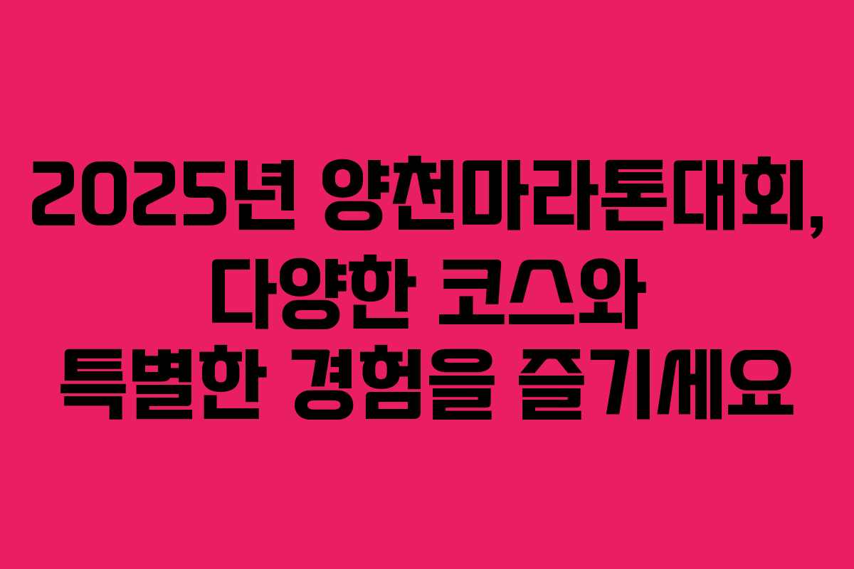 2025년 양천마라톤대회, 다양한 코스와 특별한 경험을 즐기세요