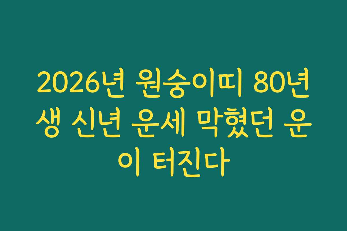 2026년 원숭이띠 80년생 신년 운세 막혔던 운이 터진다
