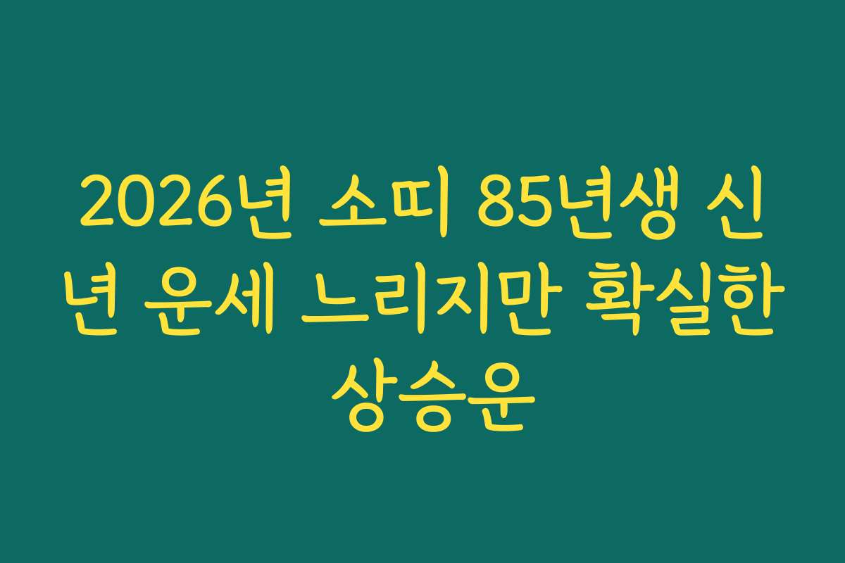 2026년 소띠 85년생 신년 운세 느리지만 확실한 상승운