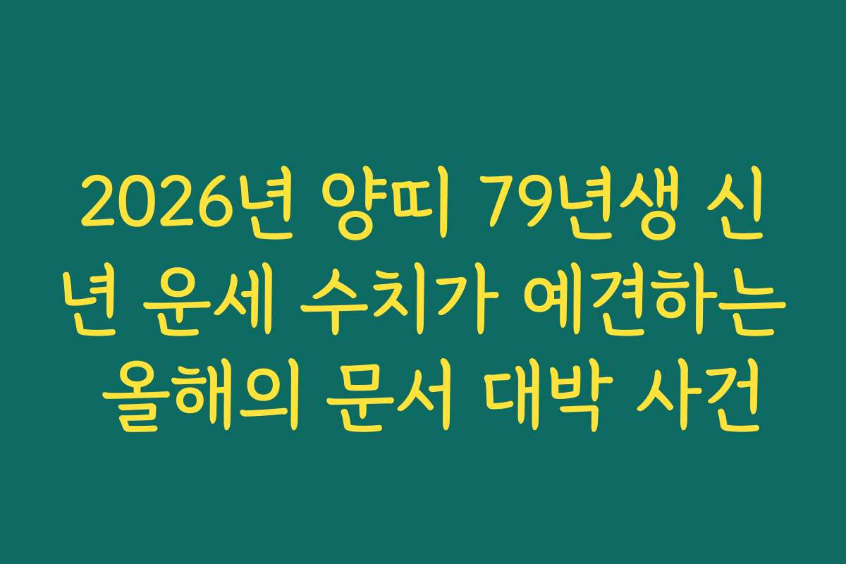 2026년 양띠 79년생 신년 운세 수치가 예견하는 올해의 문서 대박 사건