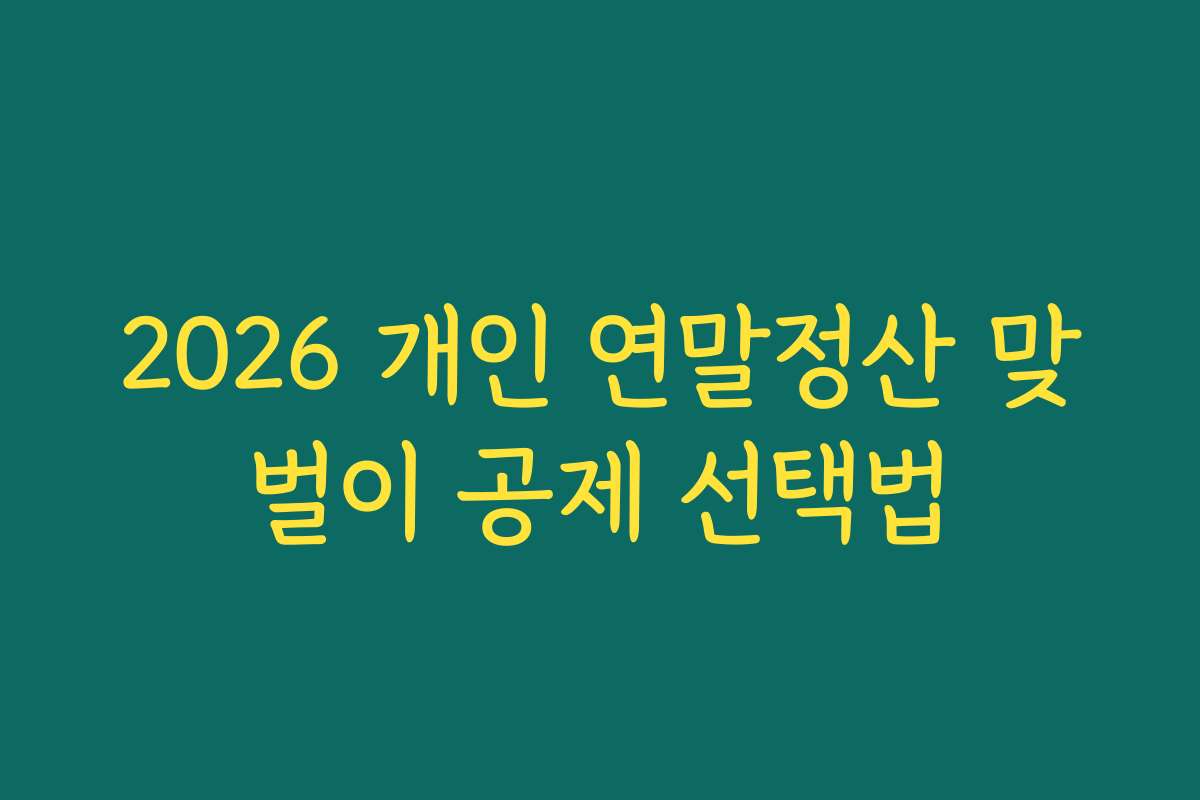 2026 개인 연말정산 맞벌이 공제 선택법