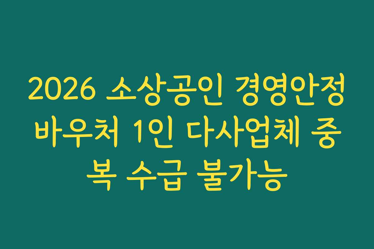 2026 소상공인 경영안정바우처 1인 다사업체 중복 수급 불가능