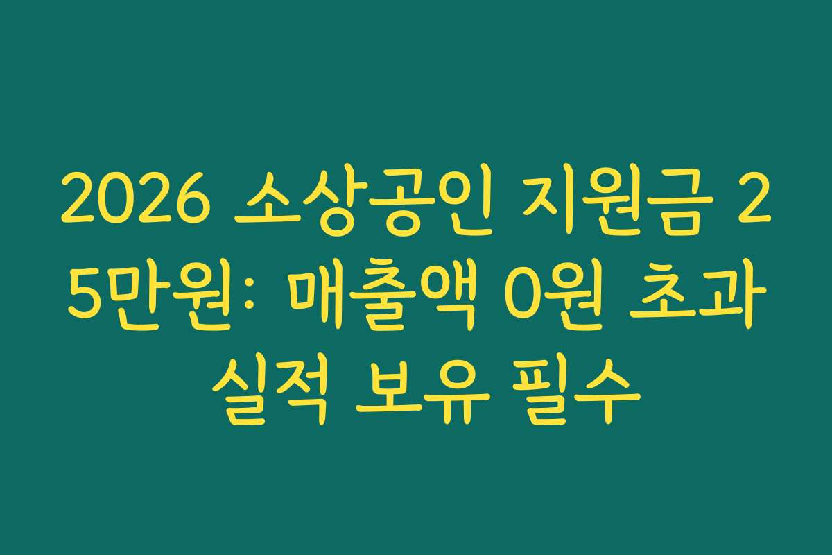 2026 소상공인 지원금 25만원: 매출액 0원 초과 실적 보유 필수