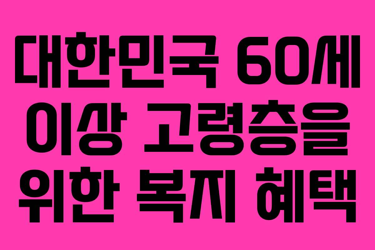 대한민국 60세 이상 고령층을 위한 복지 혜택