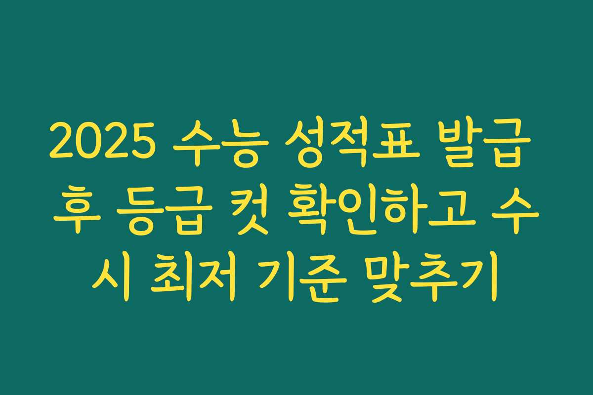2025 수능 성적표 발급 후 등급 컷 확인하고 수시 최저 기준 맞추기