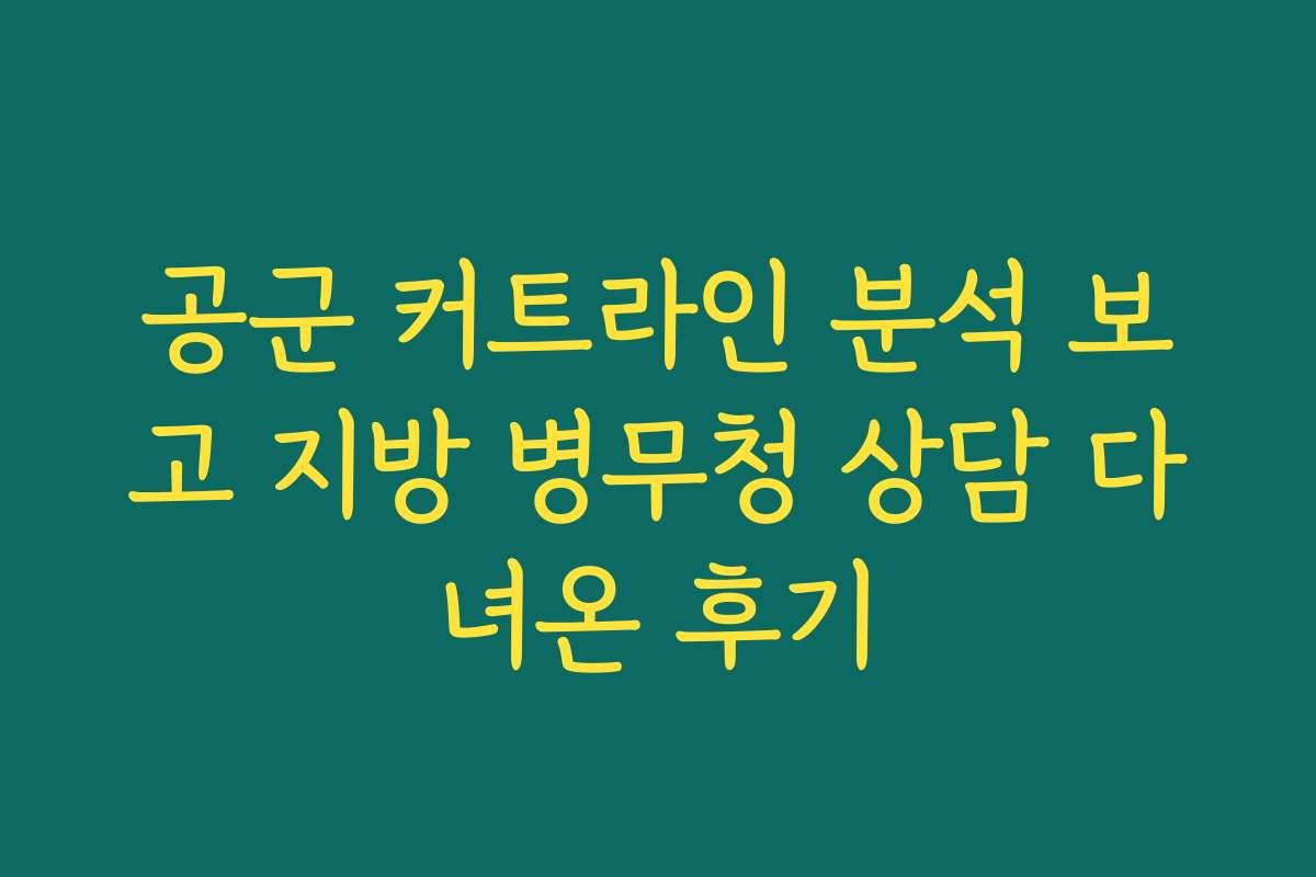 공군 커트라인 분석 보고 지방 병무청 상담 다녀온 후기