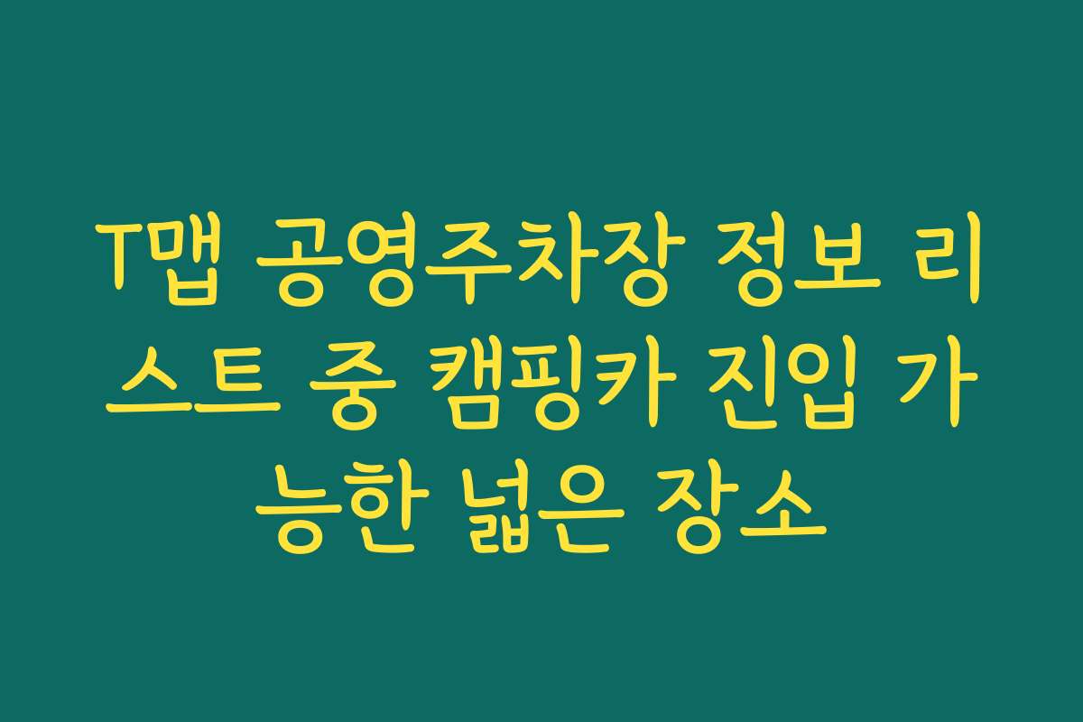 T맵 공영주차장 정보 리스트 중 캠핑카 진입 가능한 넓은 장소