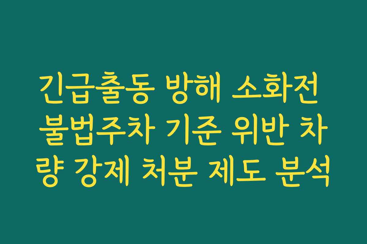 긴급출동 방해 소화전 불법주차 기준 위반 차량 강제 처분 제도 분석