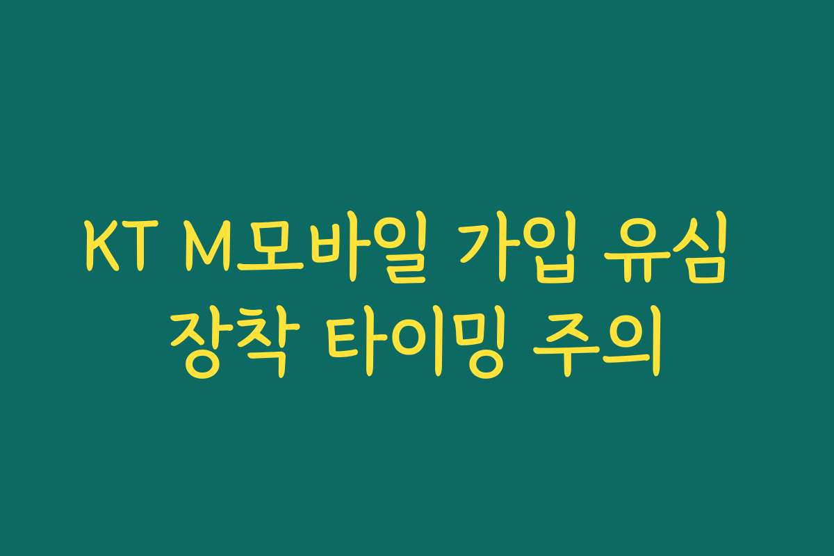 KT M모바일 가입 유심 장착 타이밍 주의