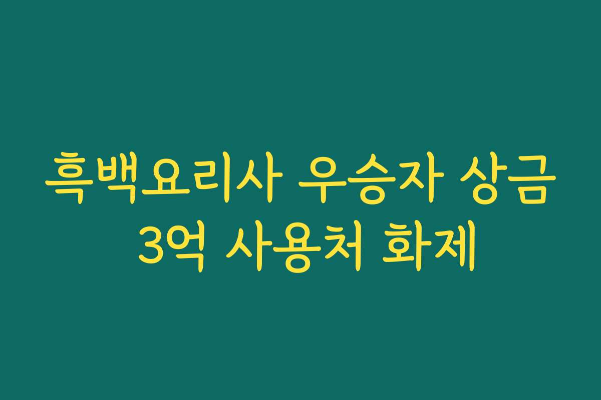 흑백요리사 우승자 상금 3억 사용처 화제