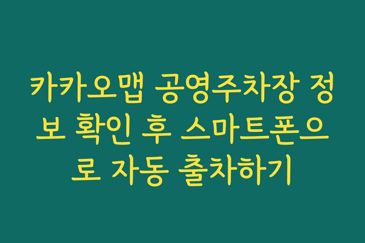 카카오맵 공영주차장 정보 확인 후 스마트폰으로 자동 출차하기