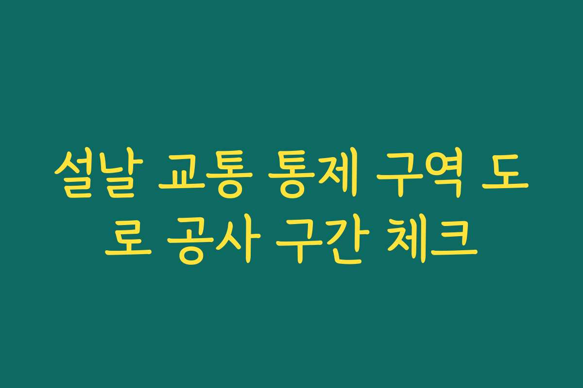 설날 교통 통제 구역 도로 공사 구간 체크