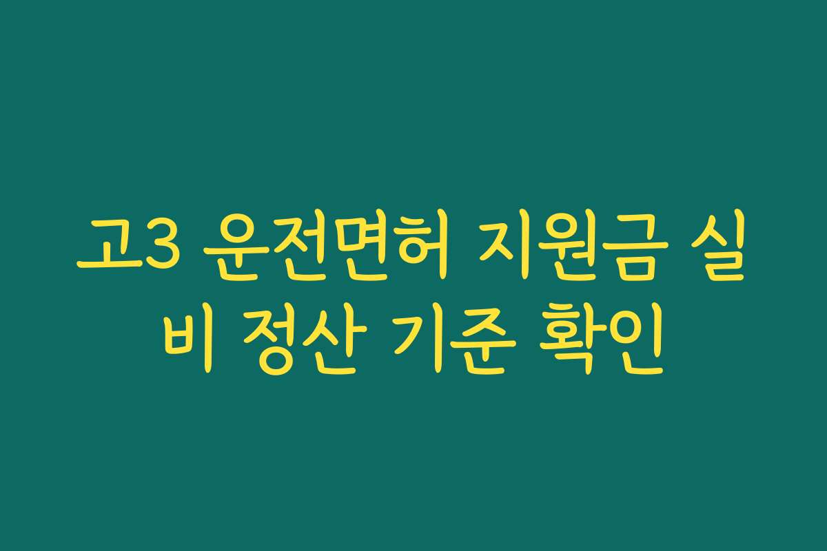 고3 운전면허 지원금 실비 정산 기준 확인