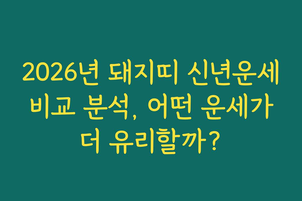 2026년 돼지띠 신년운세 비교 분석, 어떤 운세가 더 유리할까?