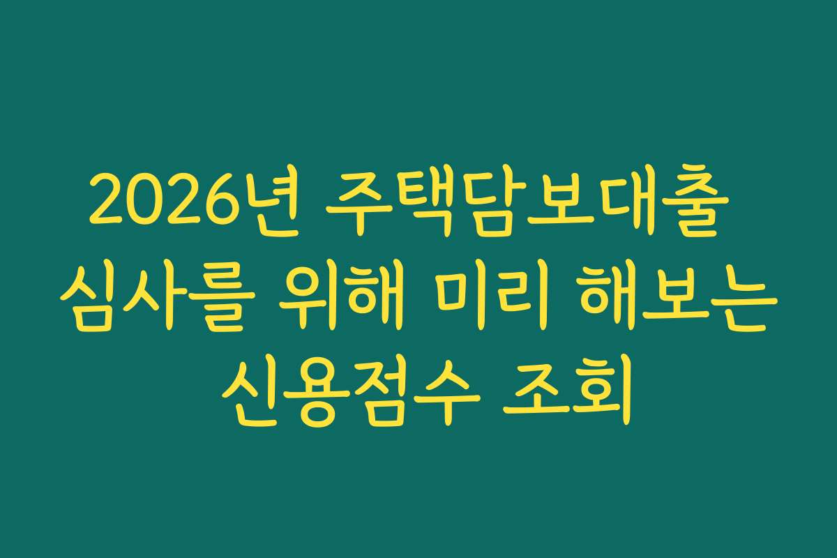 2026년 주택담보대출 심사를 위해 미리 해보는 신용점수 조회
