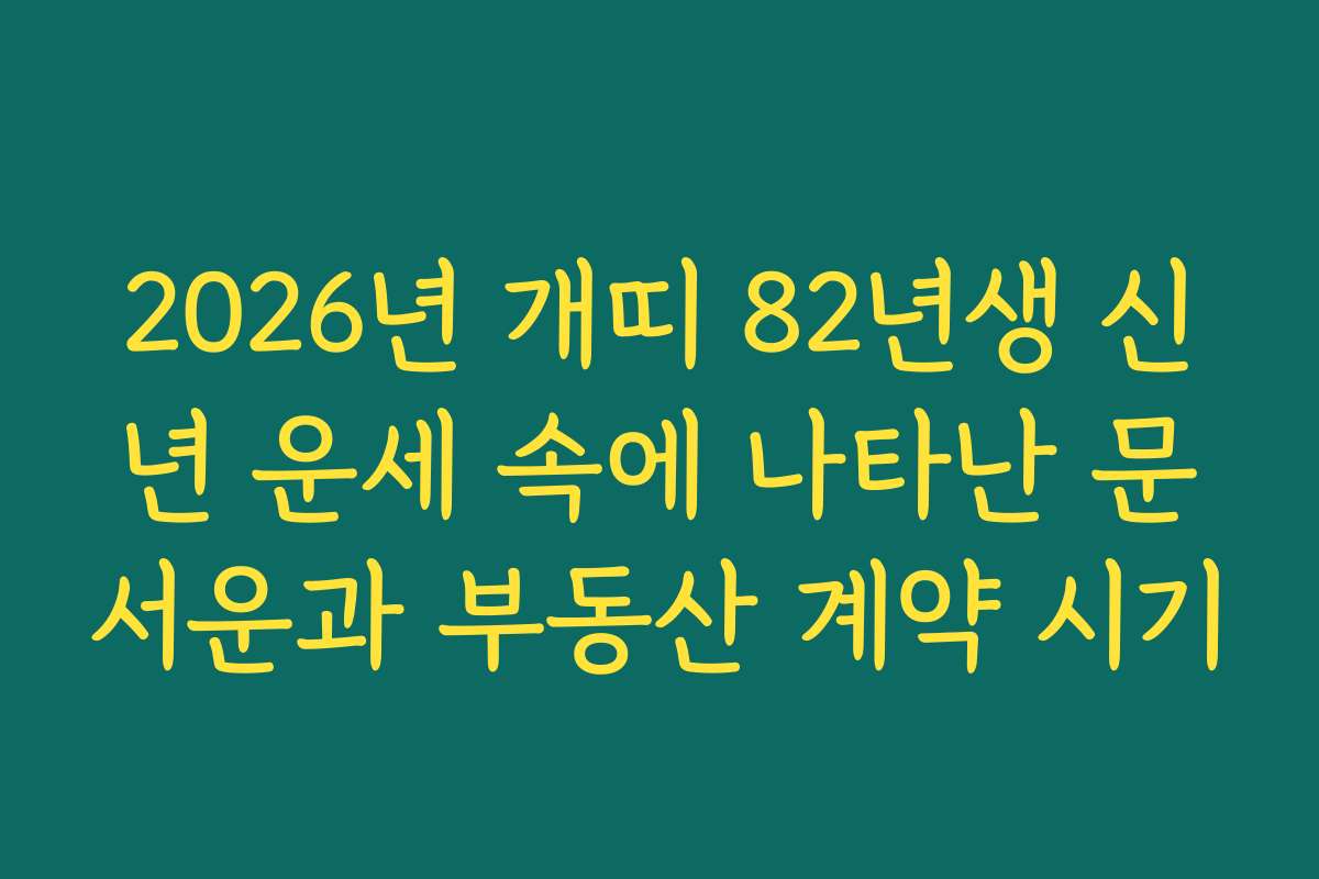 2026년 개띠 82년생 신년 운세 속에 나타난 문서운과 부동산 계약 시기