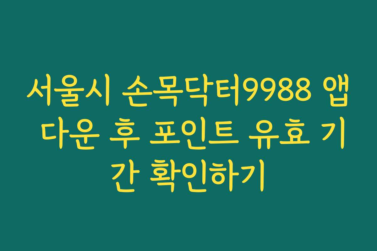서울시 손목닥터9988 앱 다운 후 포인트 유효 기간 확인하기