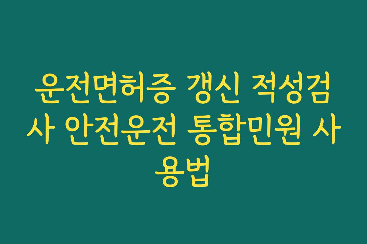 운전면허증 갱신 적성검사 안전운전 통합민원 사용법