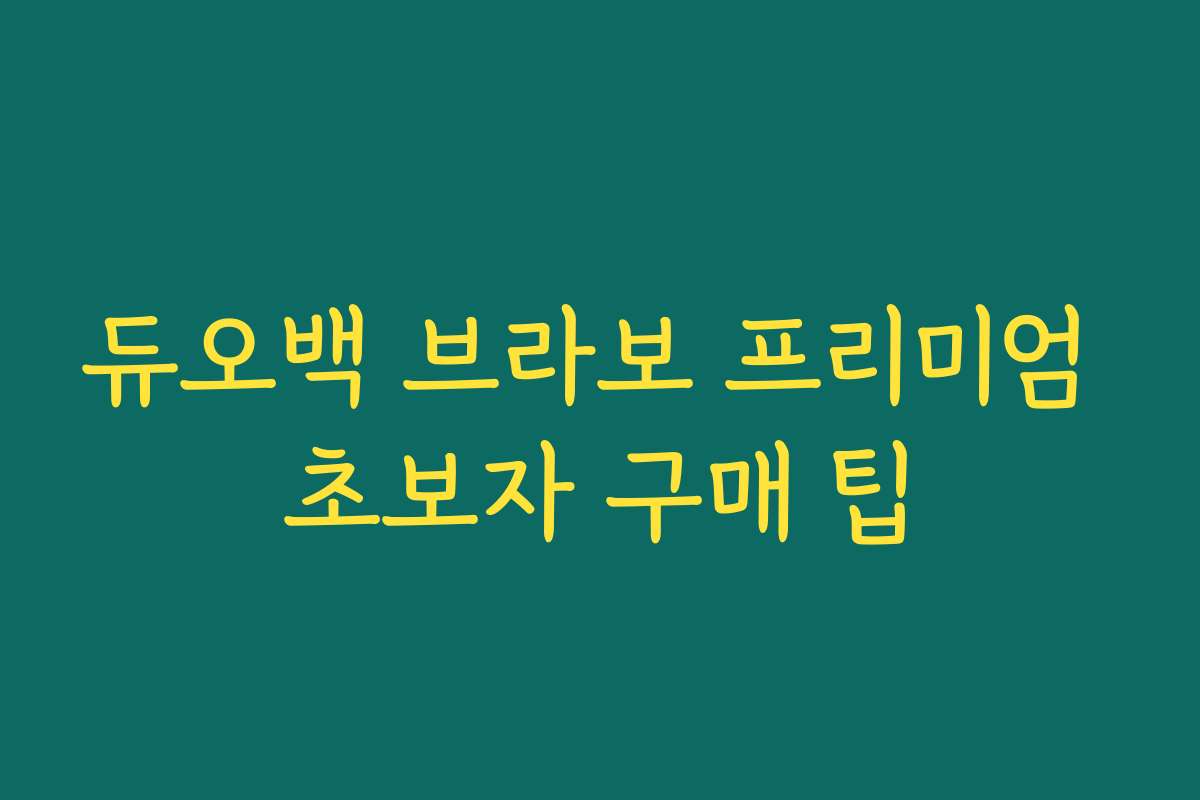 듀오백 브라보 프리미엄 초보자 구매 팁