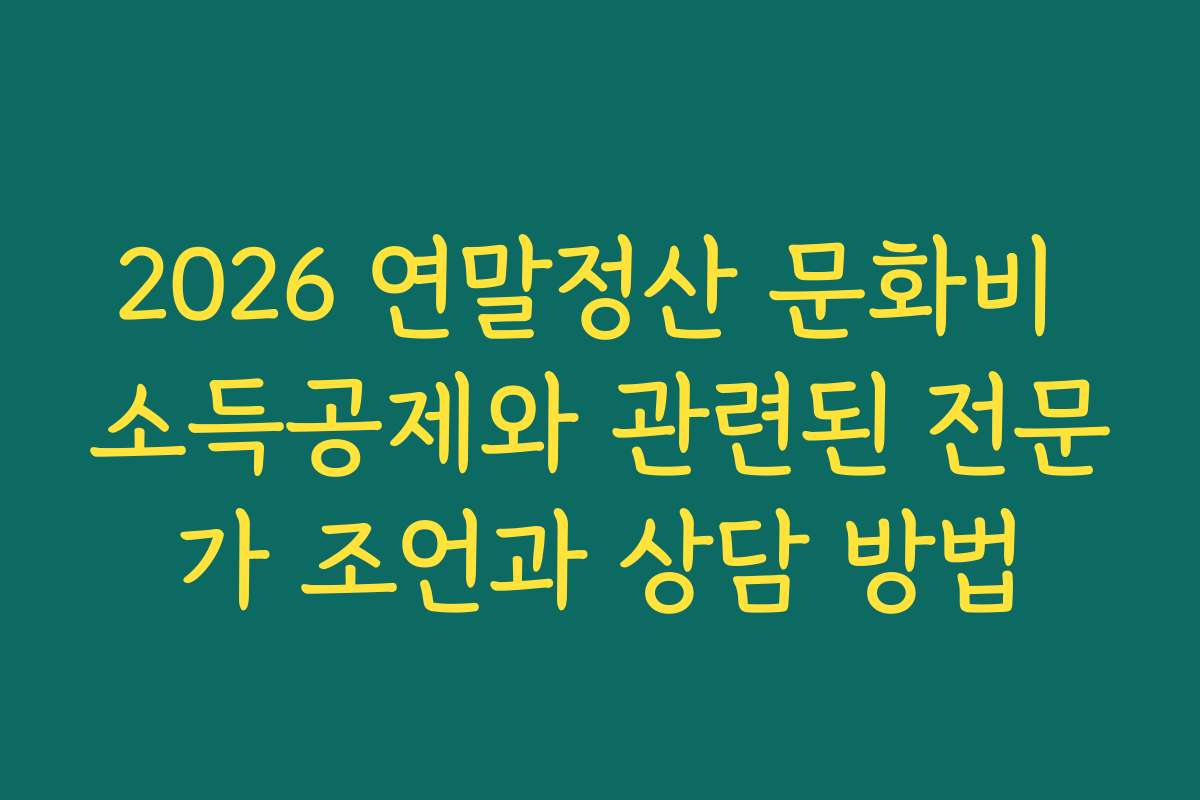 2026 연말정산 문화비 소득공제와 관련된 전문가 조언과 상담 방법