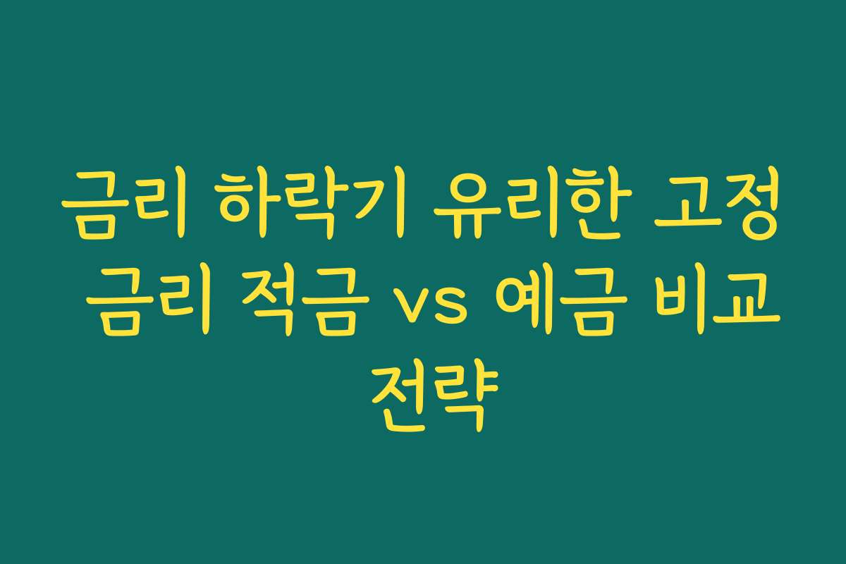 금리 하락기 유리한 고정 금리 적금 vs 예금 비교 전략