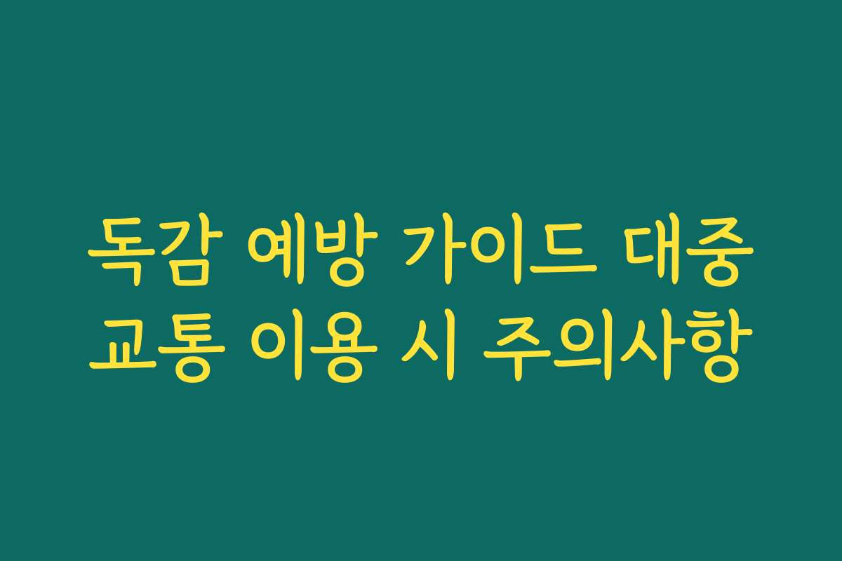 독감 예방 가이드 대중교통 이용 시 주의사항