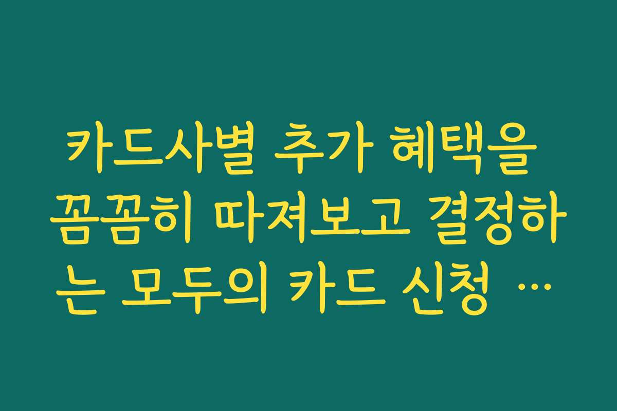 카드사별 추가 혜택을 꼼꼼히 따져보고 결정하는 모두의 카드 신청 방법