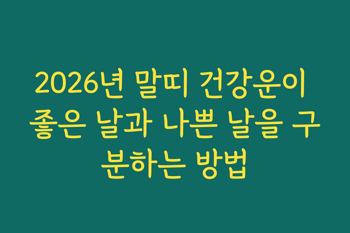 2026년 말띠 건강운이 좋은 날과 나쁜 날을 구분하는 방법