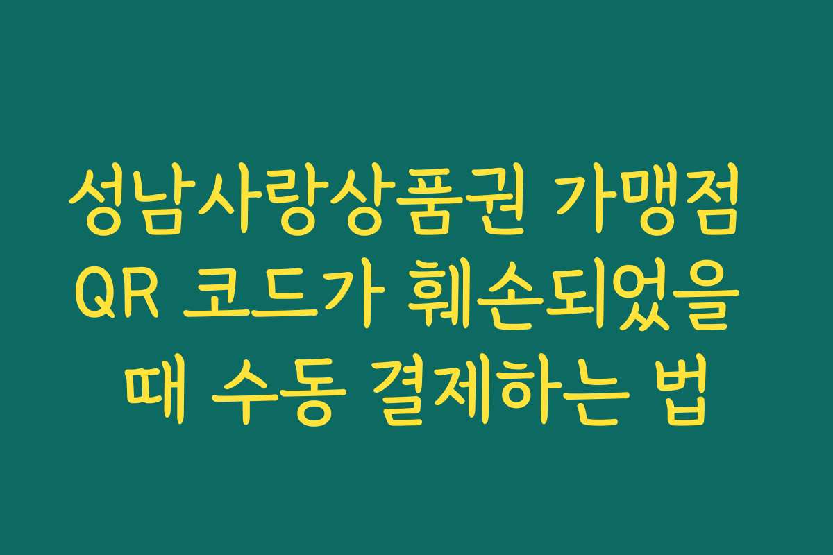 성남사랑상품권 가맹점 QR 코드가 훼손되었을 때 수동 결제하는 법