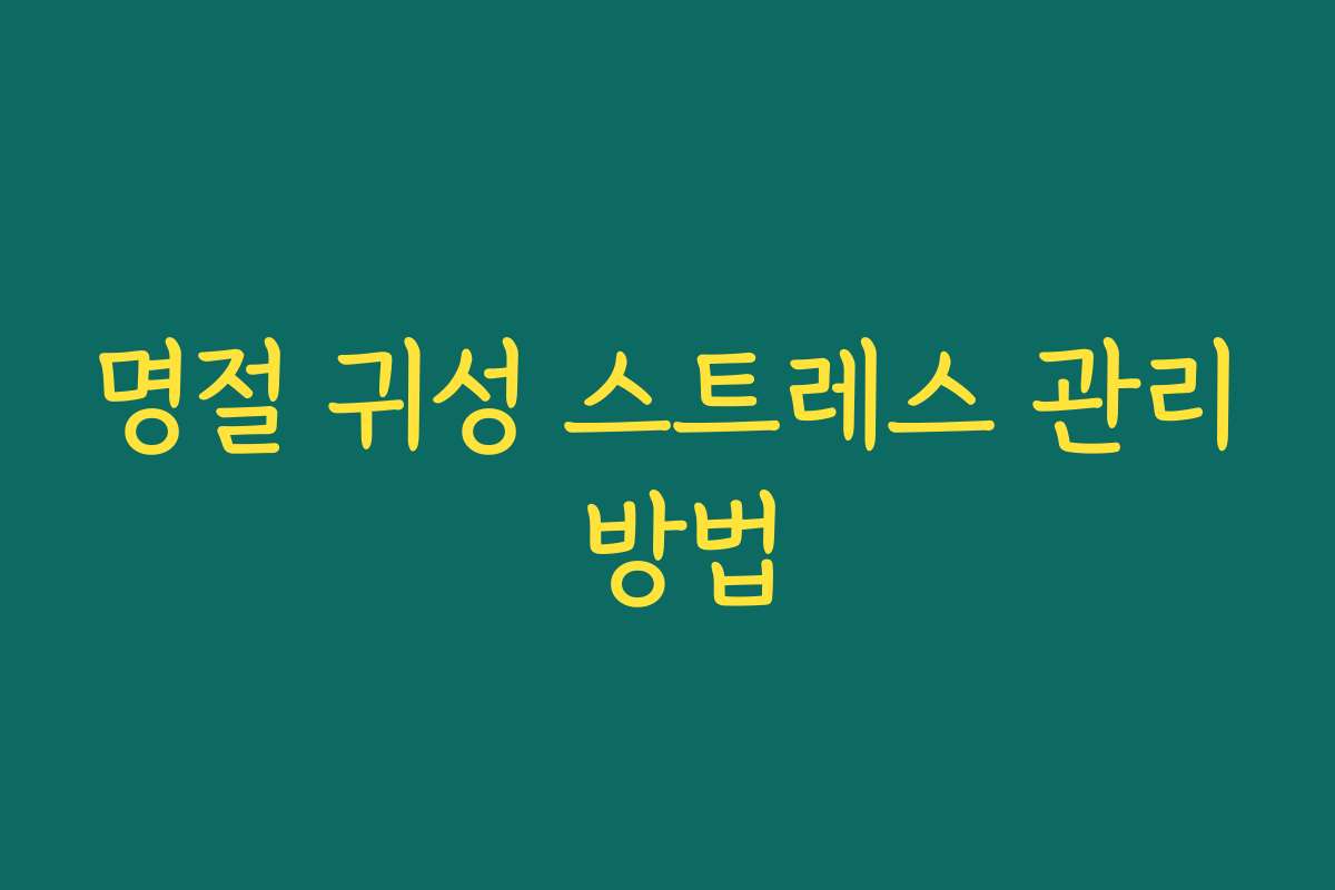 명절 귀성 스트레스 관리 방법