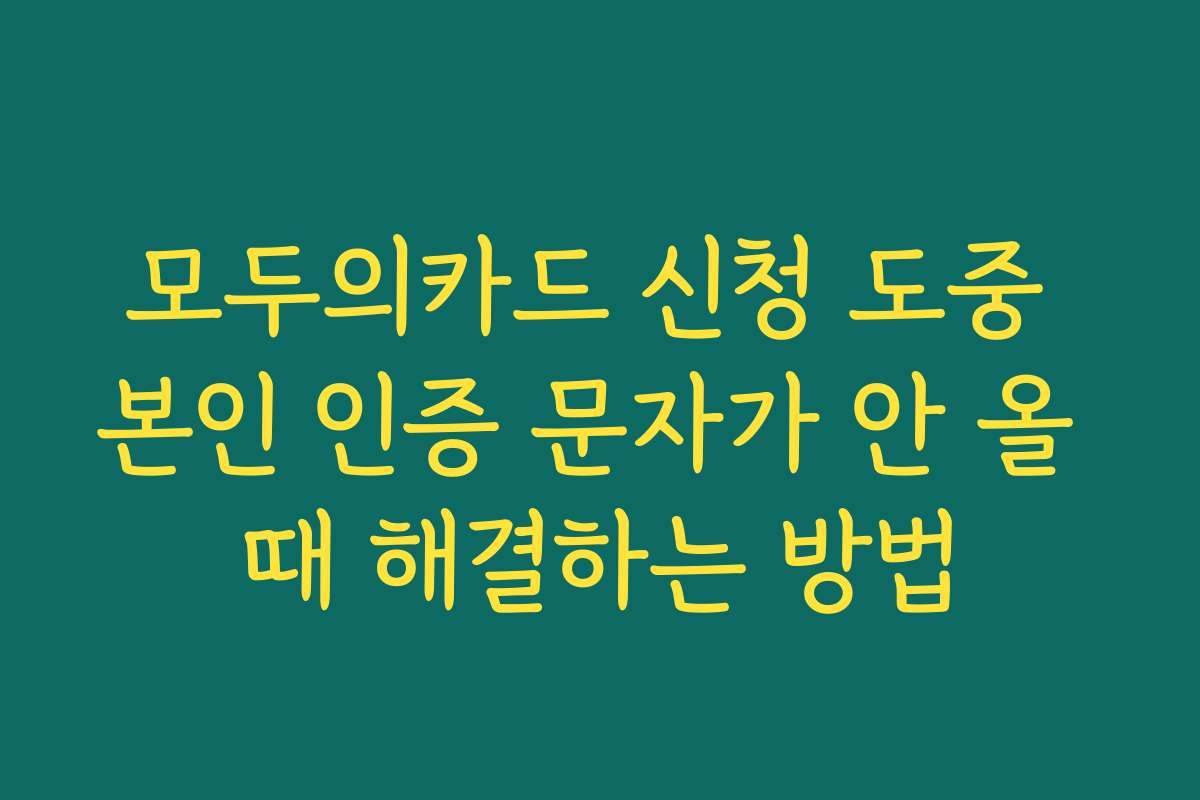 모두의카드 신청 도중 본인 인증 문자가 안 올 때 해결하는 방법