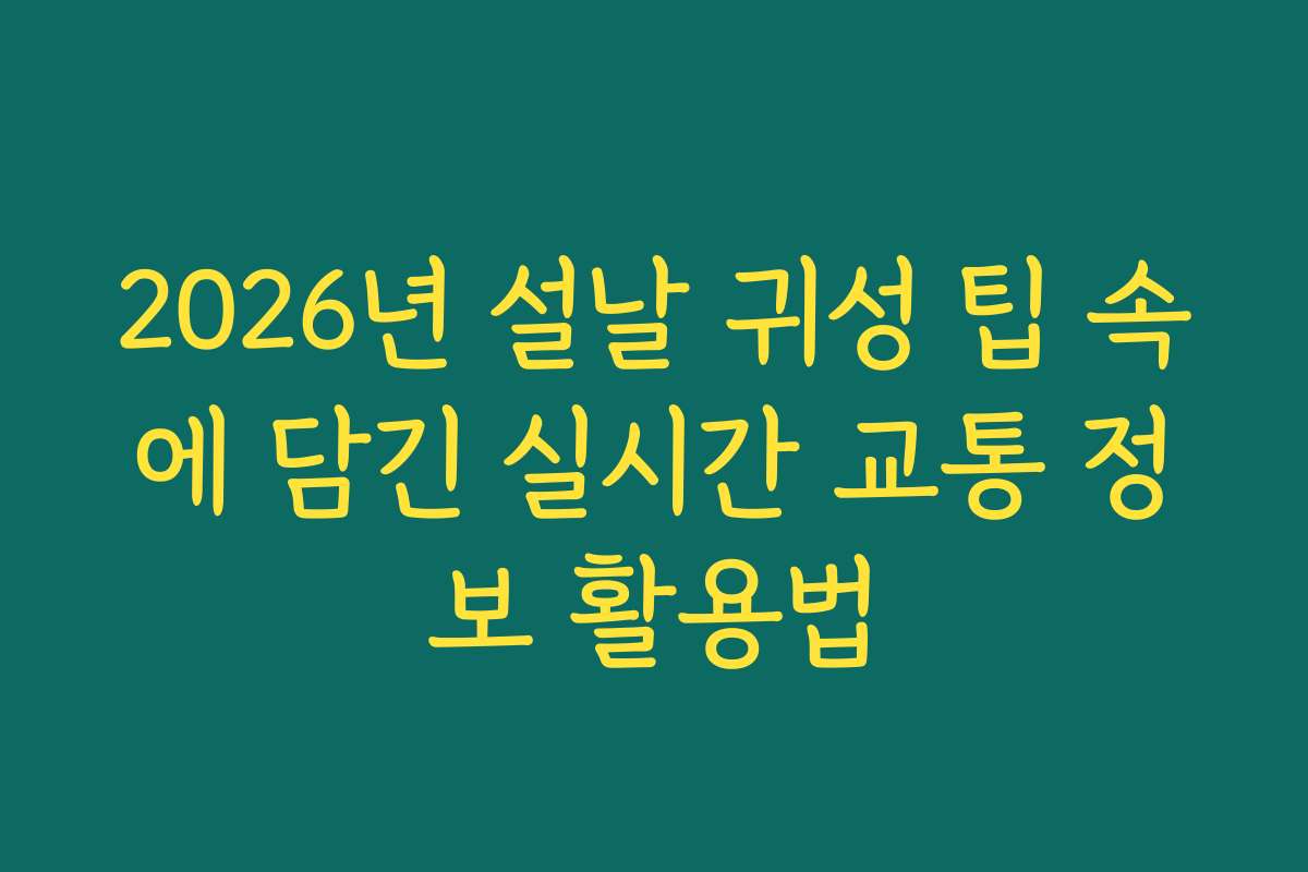 2026년 설날 귀성 팁 속에 담긴 실시간 교통 정보 활용법