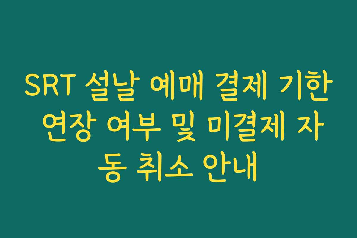 SRT 설날 예매 결제 기한 연장 여부 및 미결제 자동 취소 안내