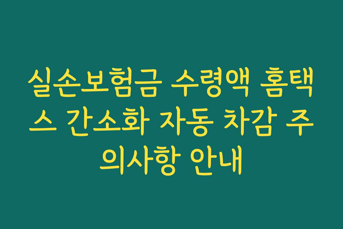실손보험금 수령액 홈택스 간소화 자동 차감 주의사항 안내