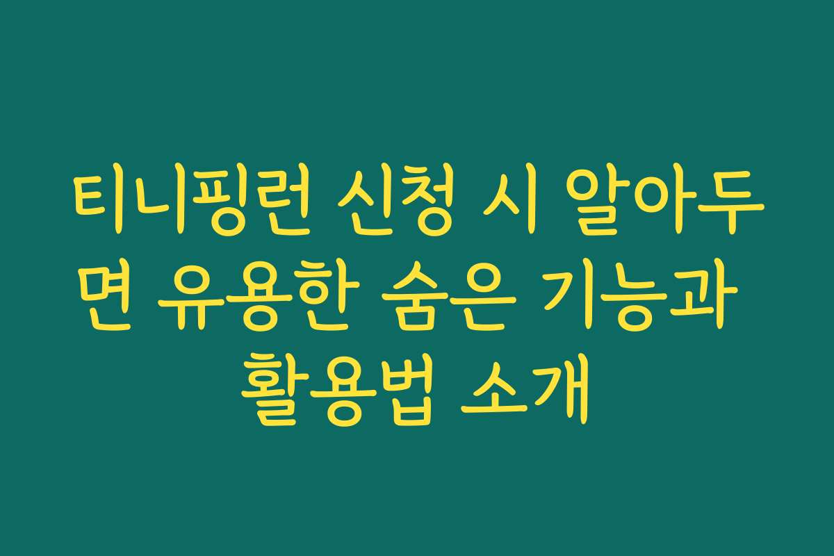 티니핑런 신청 시 알아두면 유용한 숨은 기능과 활용법 소개
