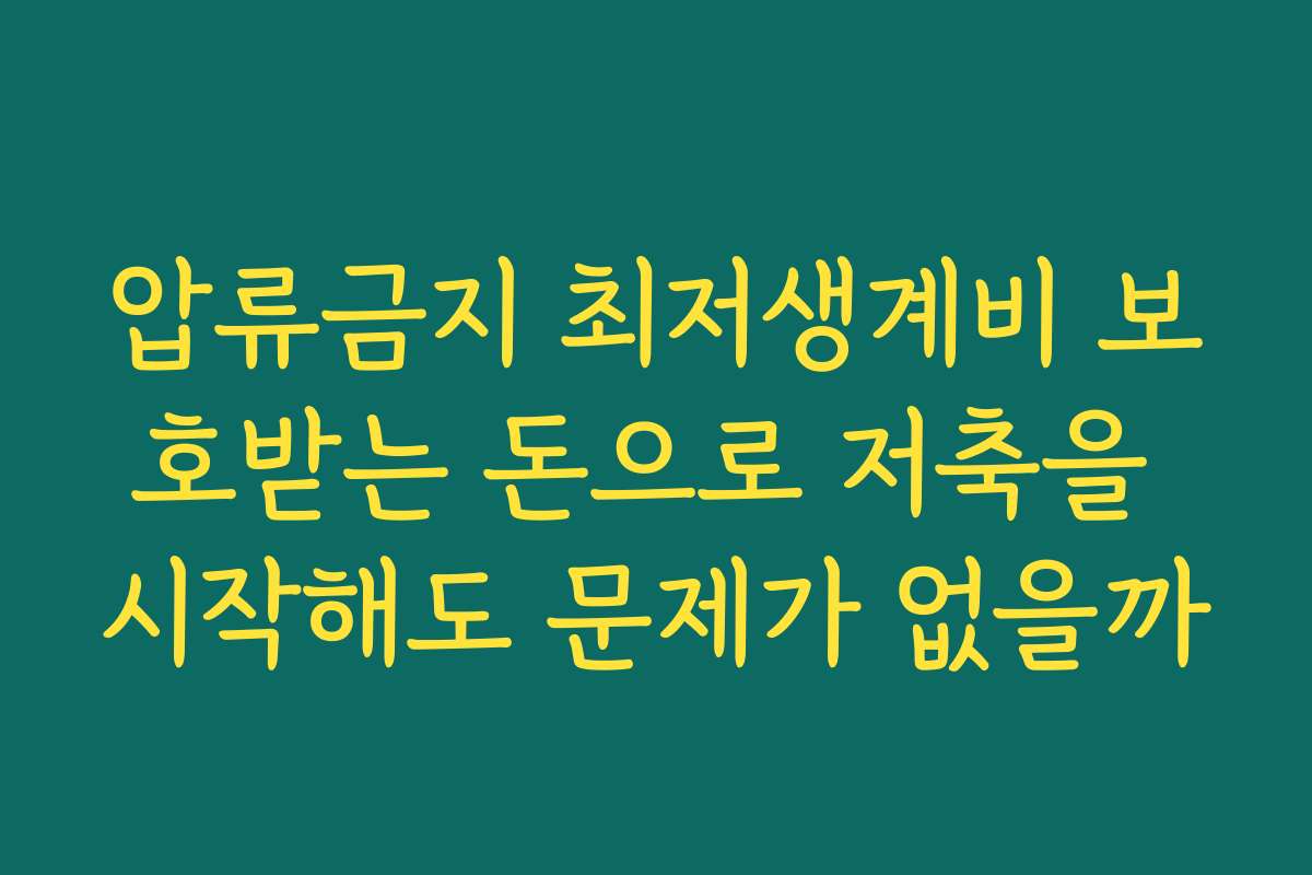 압류금지 최저생계비 보호받는 돈으로 저축을 시작해도 문제가 없을까