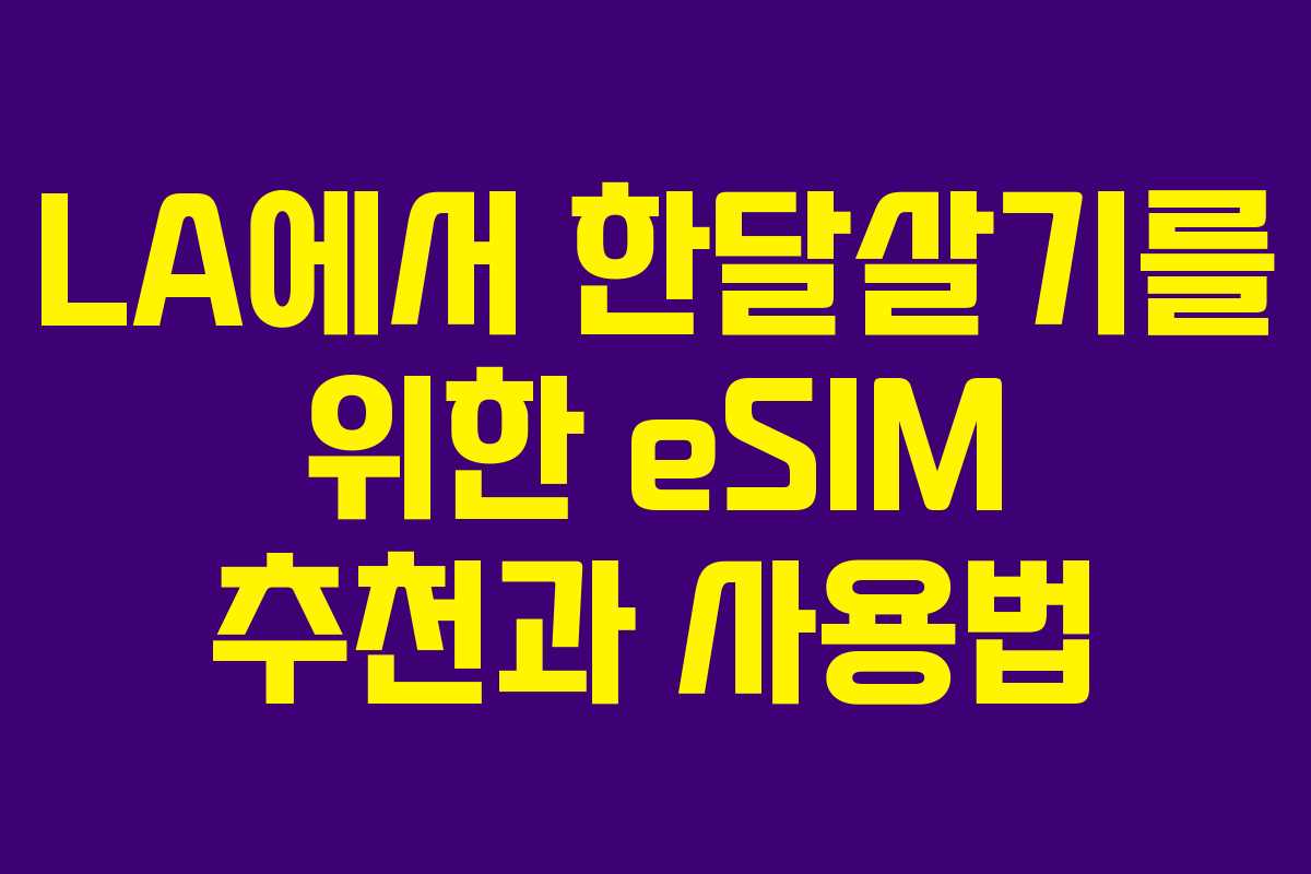LA에서 한달살기를 위한 eSIM 추천과 사용법