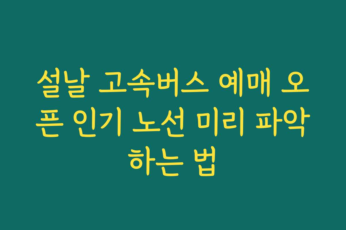 설날 고속버스 예매 오픈 인기 노선 미리 파악하는 법