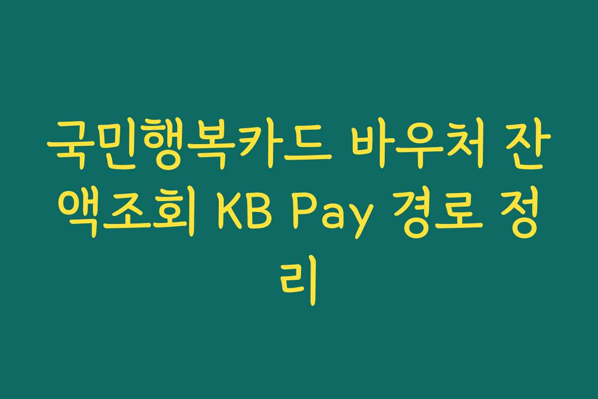 국민행복카드 바우처 잔액조회 KB Pay 경로 정리