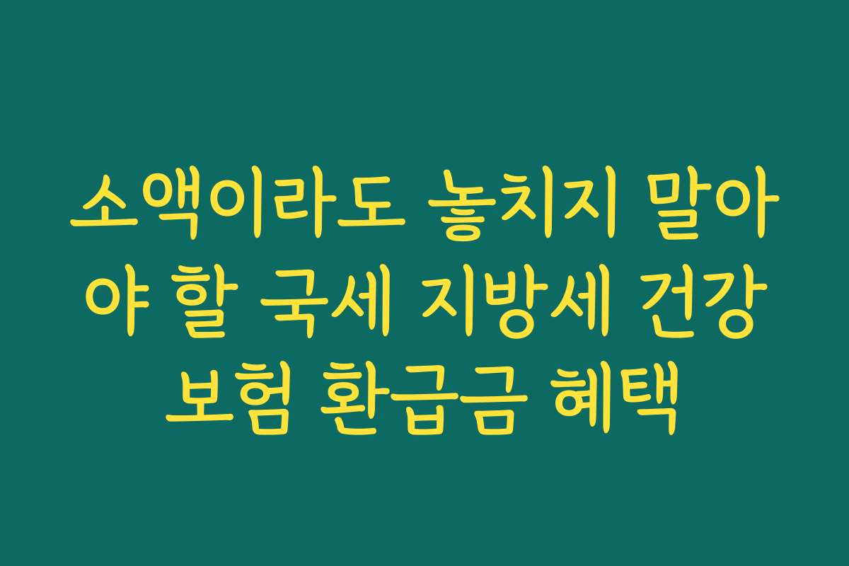 소액이라도 놓치지 말아야 할 국세 지방세 건강보험 환급금 혜택