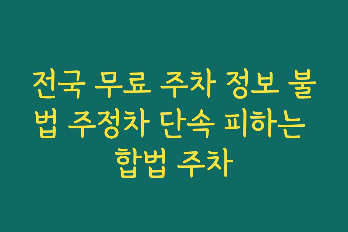 전국 무료 주차 정보 불법 주정차 단속 피하는 합법 주차