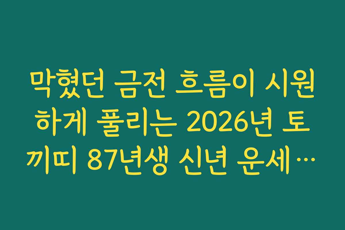 막혔던 금전 흐름이 시원하게 풀리는 2026년 토끼띠 87년생 신년 운세 내용
