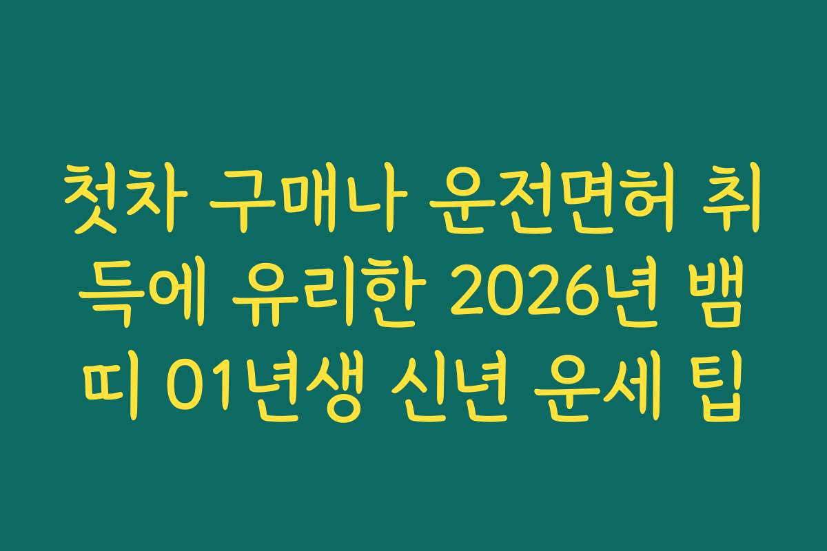 첫차 구매나 운전면허 취득에 유리한 2026년 뱀띠 01년생 신년 운세 팁