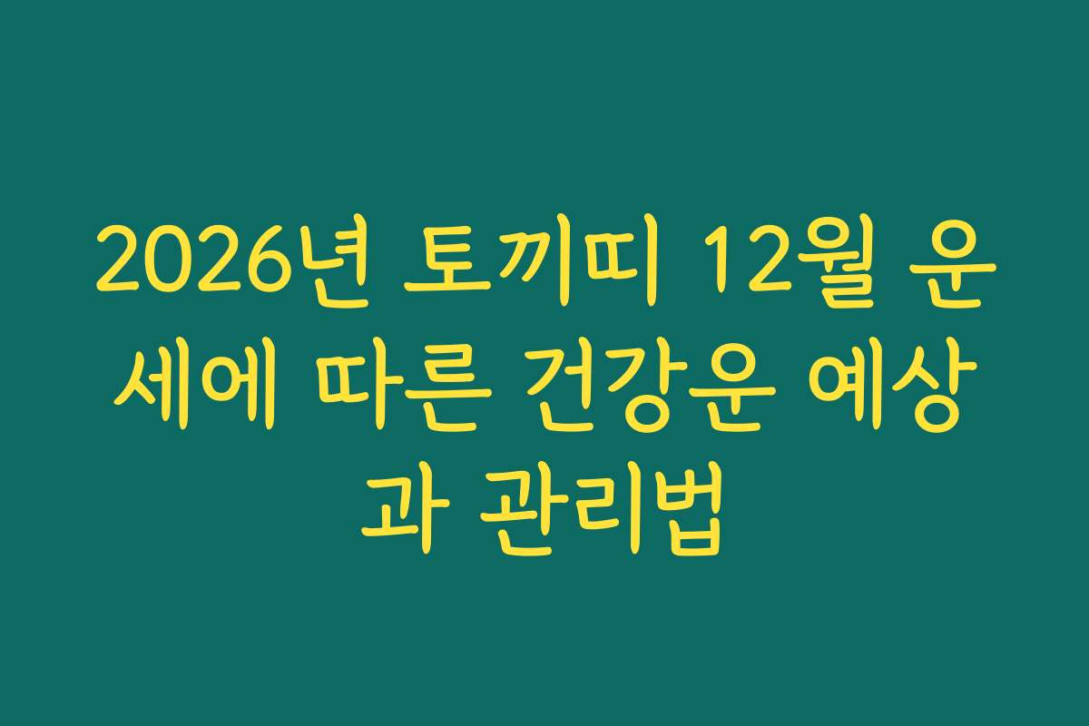 2026년 토끼띠 12월 운세에 따른 건강운 예상과 관리법
