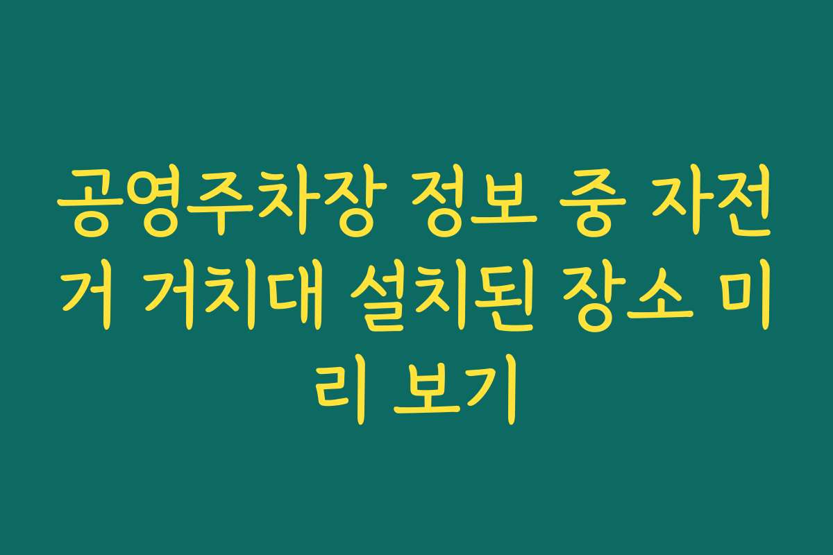 공영주차장 정보 중 자전거 거치대 설치된 장소 미리 보기