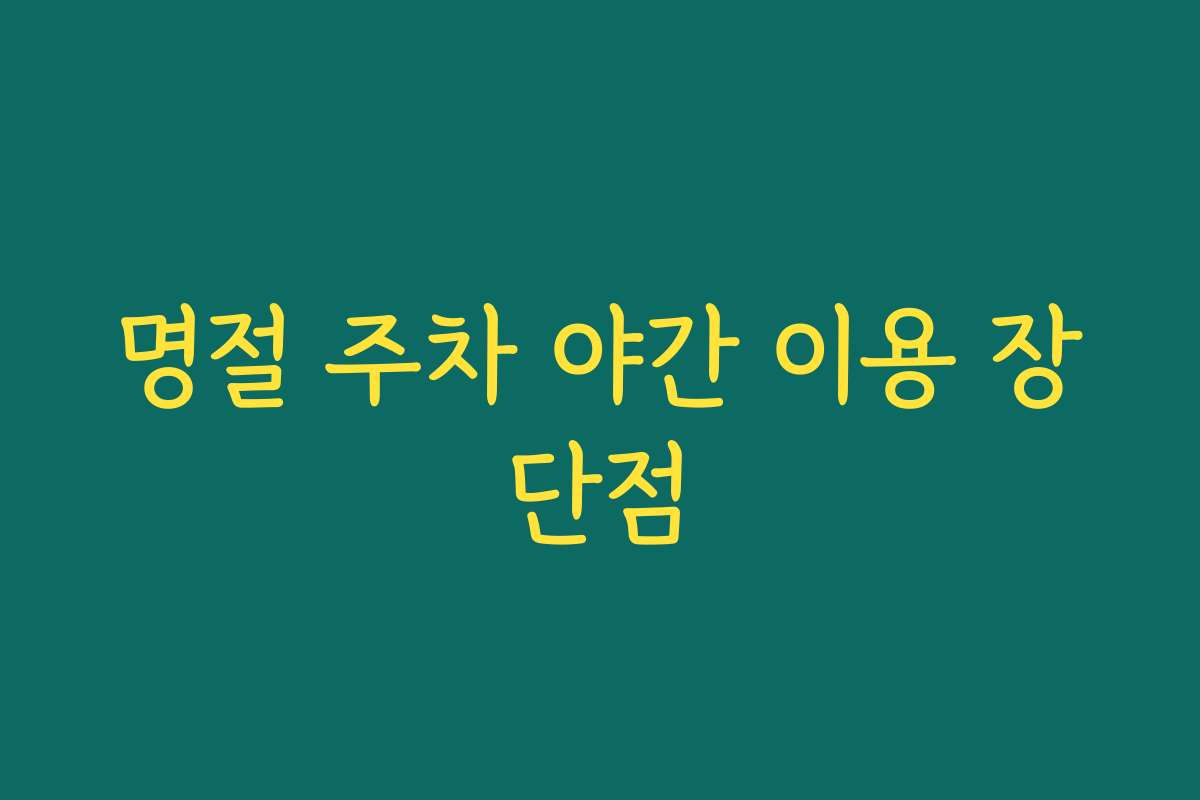 명절 주차 야간 이용 장단점